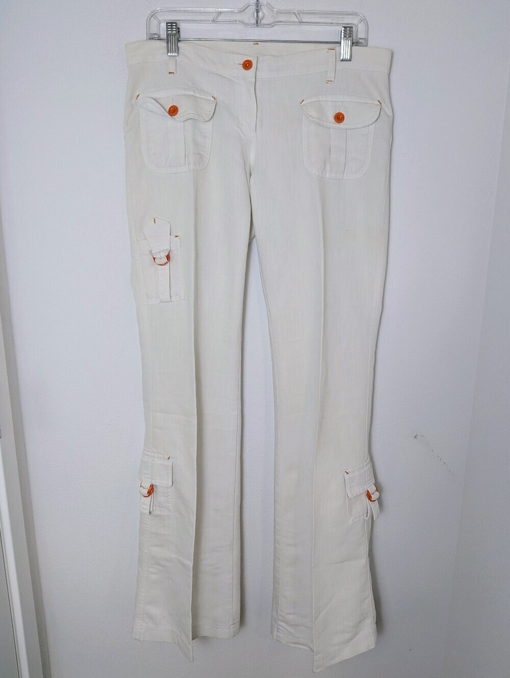 Promise Cream Cargo Pants Pockets Low Waist Size L Pockets Y2K Retro 90s